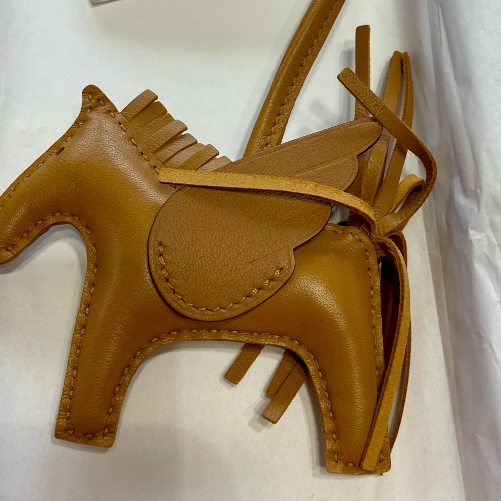 Hermes Rodeo leather bag charm in gold